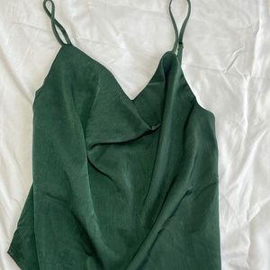 Green Cowl Neck Tank Top